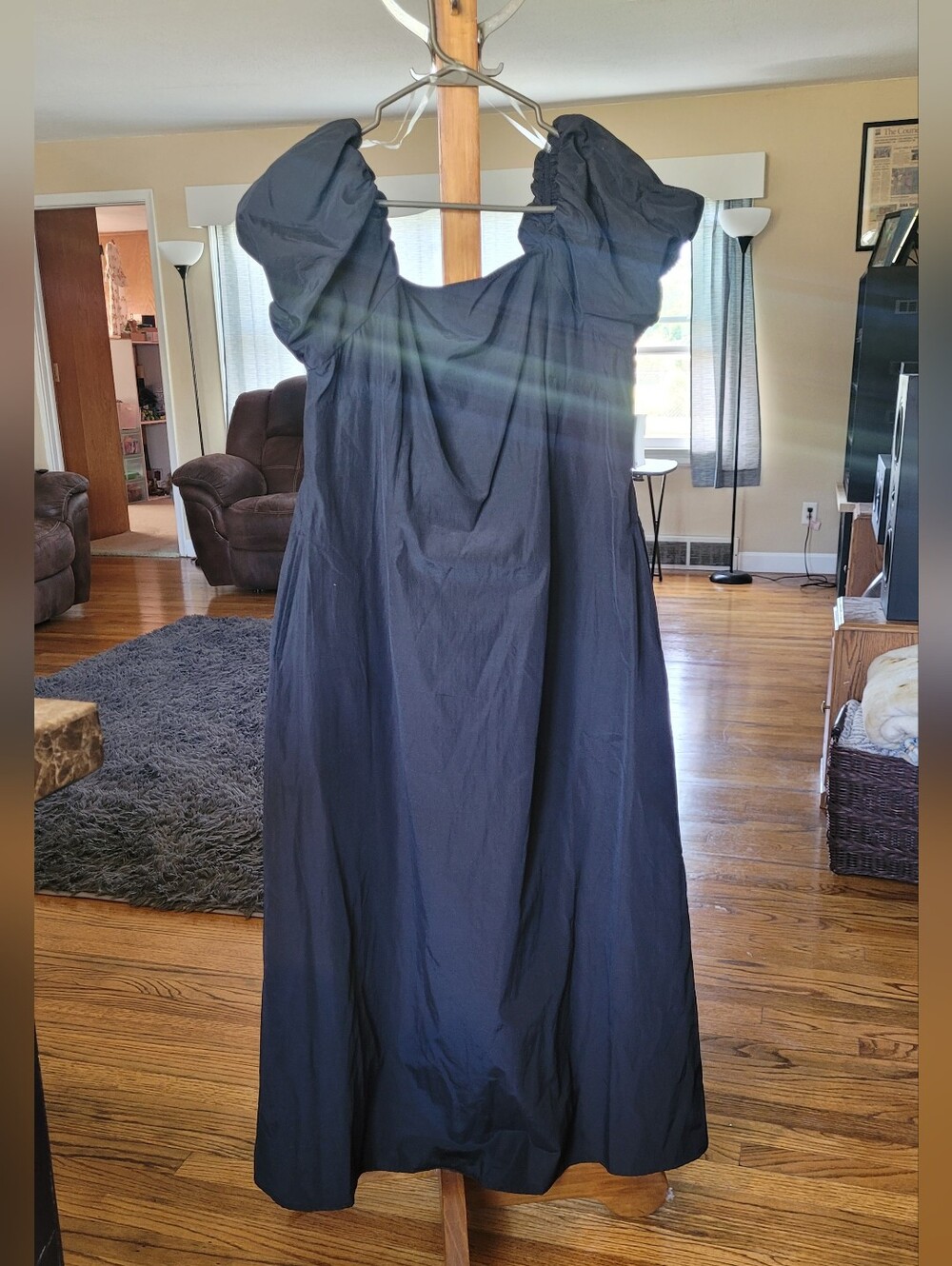 A New Day Black Puff Sleeve Midi Dress